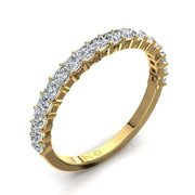 Demi-alliance 18 diamants princesses 0.70 carat or jaune Eleonora